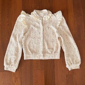 Vita Grace Textured Sweater with Ruffle Trim size L